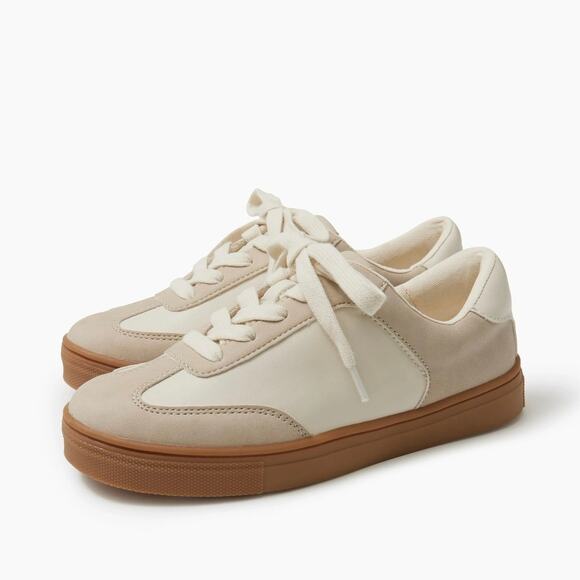 NWT J.Crew Crewcuts Boys' Court Sneakers Natural Combo Size K12 - Picture 1 of 11